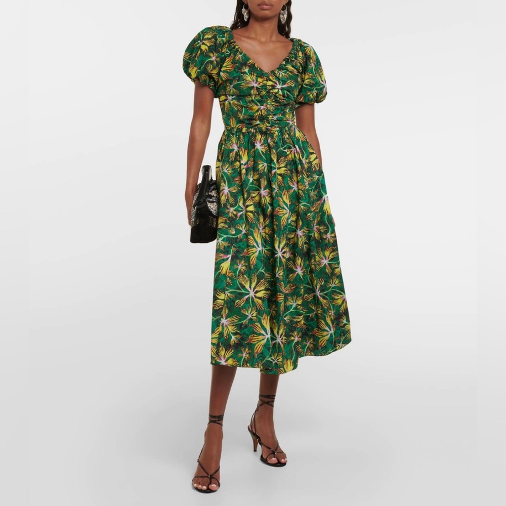 Ulla Johnson Tigerlily Green Cecile Midi Dress | L